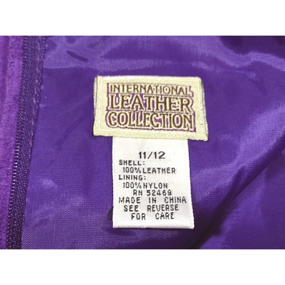 International Leather Collection Suede Pencil Skirt Royal Purple Large 11/12 - Picture 4 of 6